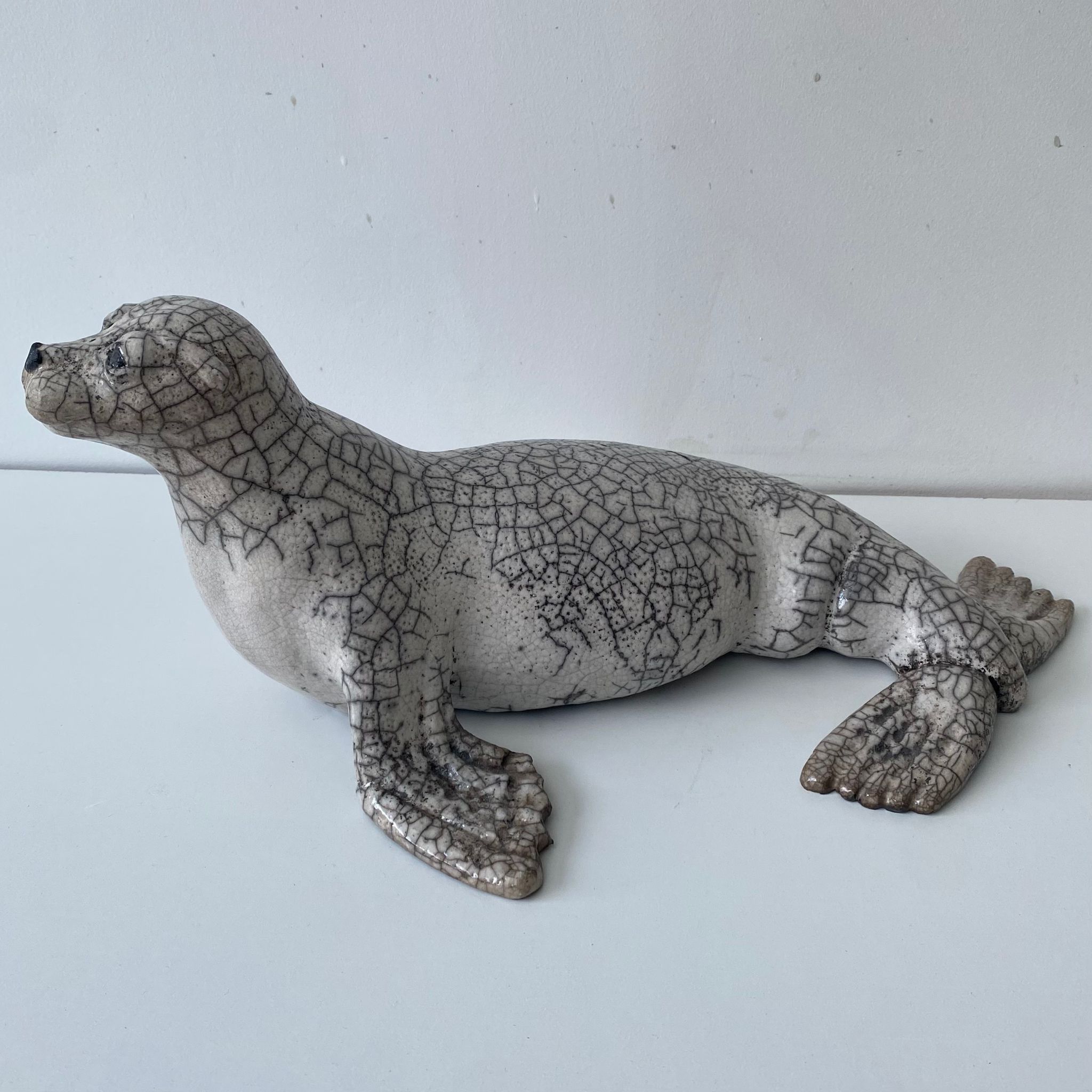 Loutre Sculpture raku animalière Isabelle Bourgne