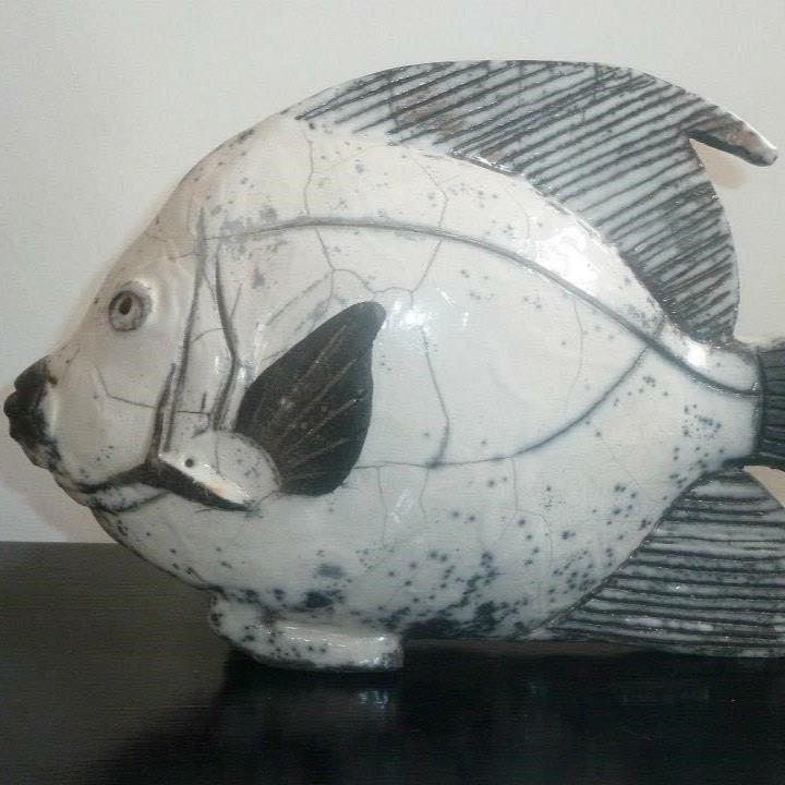 Poisson Sculpture raku Isabelle Bourgne