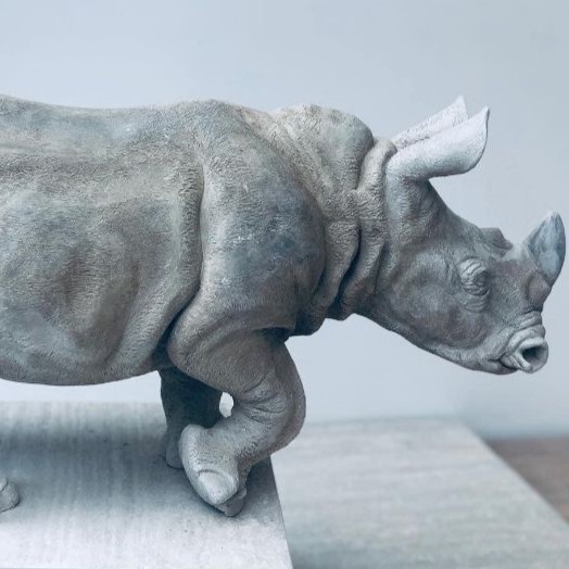 Sculpture en bronze animalière Rhinocéros Isabelle Bourgne